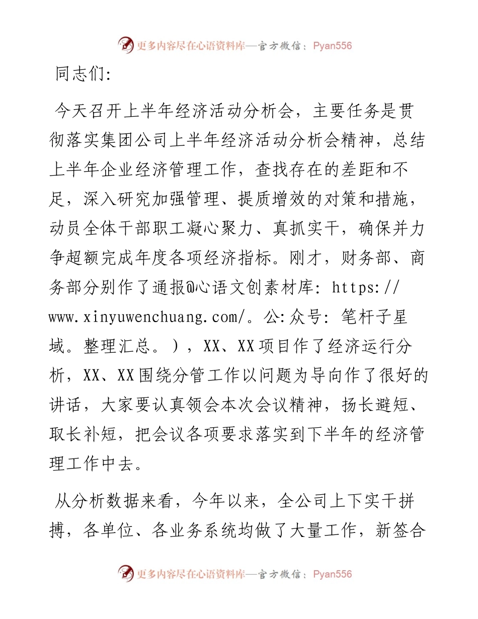 国企总经理在公司2023年上半年经济活动分析会上的讲话.docx_第1页