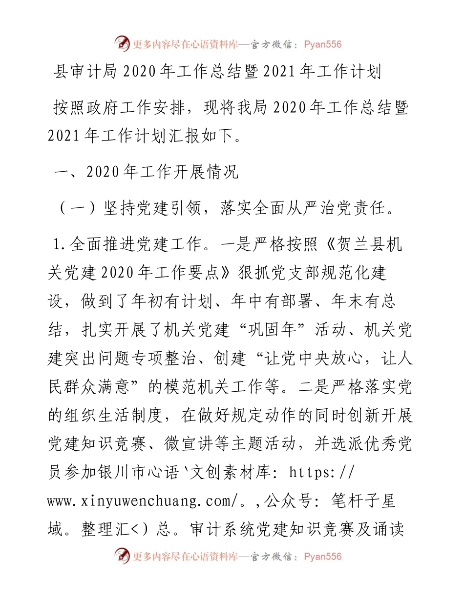 县审计局工作总结暨工作计划.docx_第1页