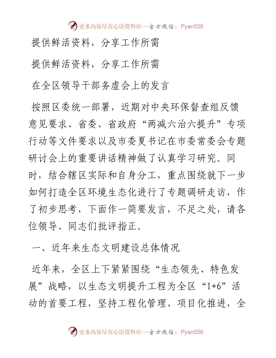 在全区领导干部务虚会上的发言.docx_第1页