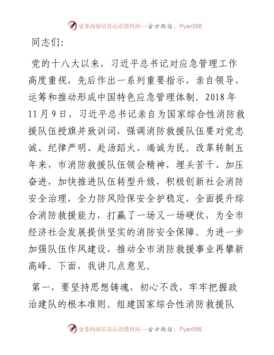 在全市消防救援队伍作风建设专题推进会上的讲话.docx_第1页