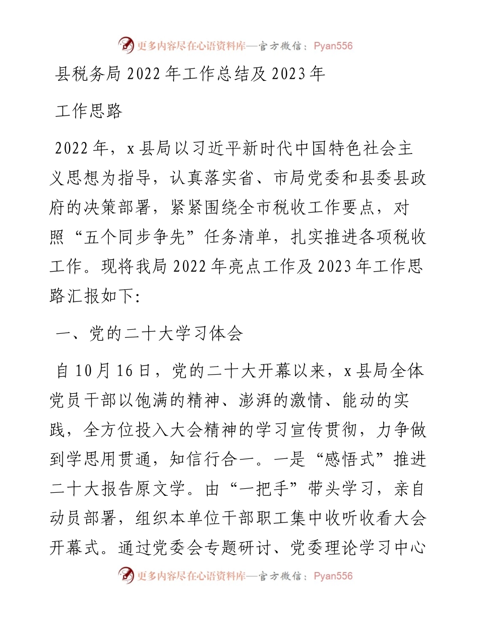 县税务局工作总结及2023年工作思路.docx_第1页