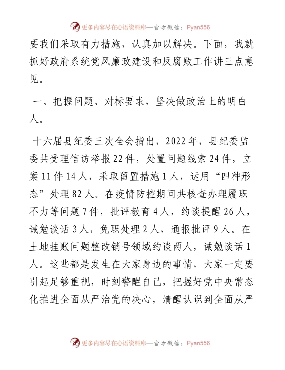 在2023年县政府系统廉政工作会议上的讲话.docx_第2页