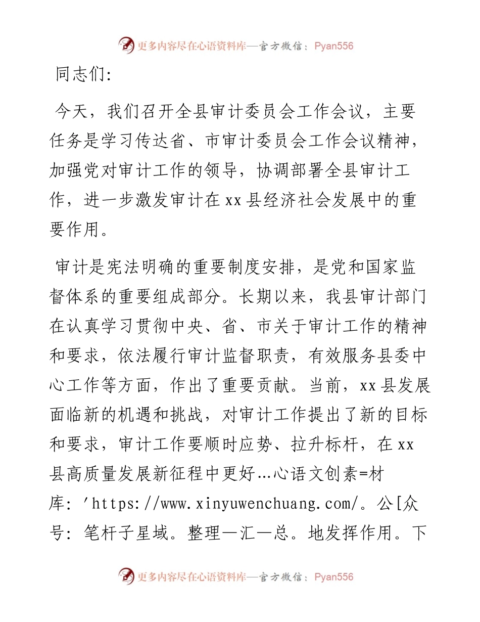 在全县审计委员会工作会议上的讲话.docx_第1页