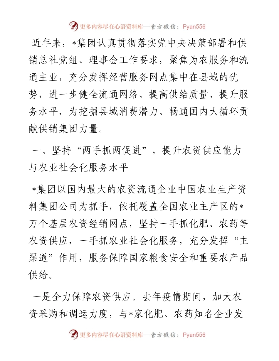 发挥网络优势 完善服务体系 为促进农村消费贡献力量——全国农村商业建设工作现场会经验交流材料.docx_第1页