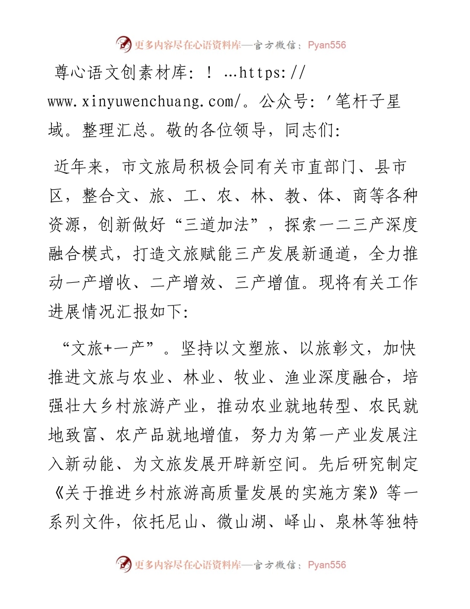 在2024年全市文旅产业高质量发展专题推进会上的交流发言.docx_第1页