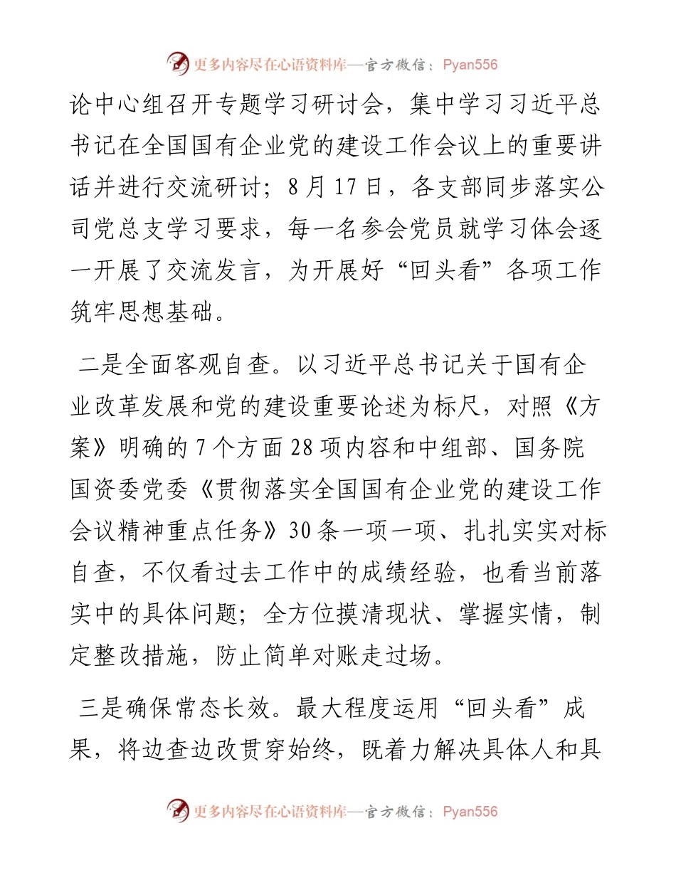国企党建工作会议精神贯彻落实情况回头看自查报告.docx_第2页