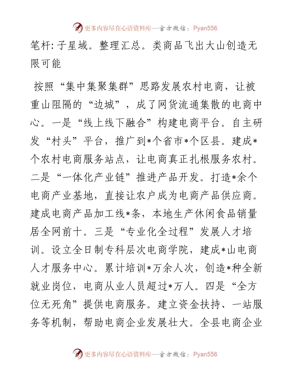 发展农村电商集群和物流共同配送 促进农村商贸流通转型升级——县交流发言材料.docx_第2页