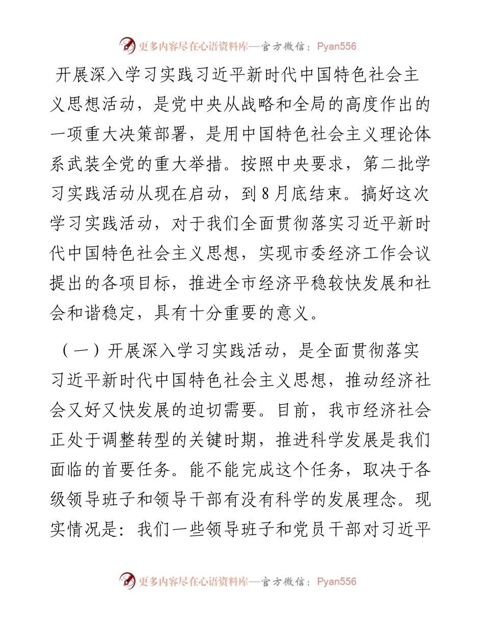在全市开展深入学习实践习近平新时代中国特色社会主义思想活动动员大会上的讲话.docx_第2页