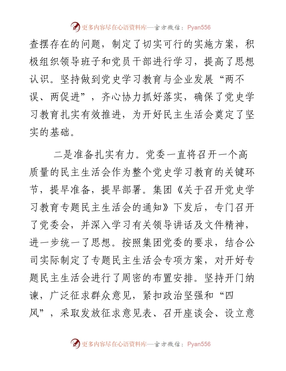 在公司领导班子党史学习教育专题民主生活会上的讲话_4.docx_第2页
