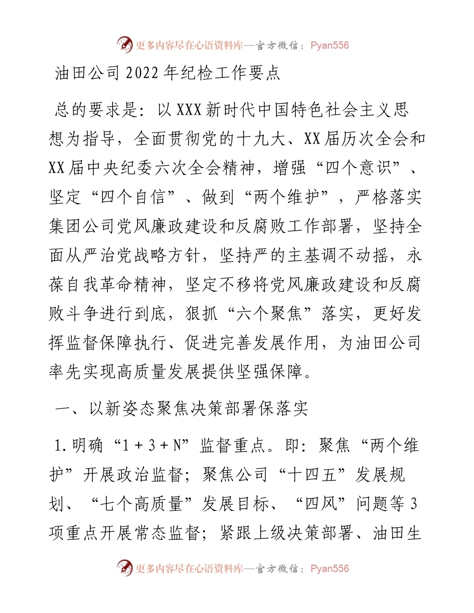 国企公司纪检工作要点.docx_第1页