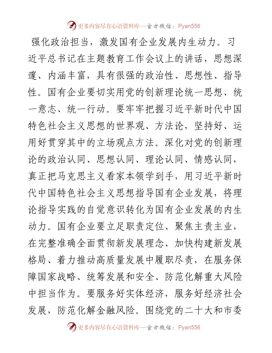 国企党委书记在国资系统主题教育总结会议上的汇报发言材料.docx_第2页