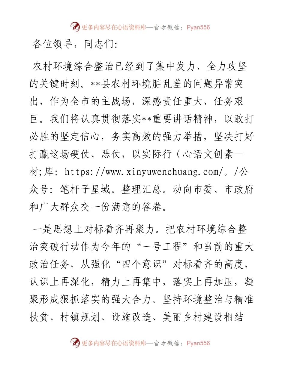 在全市环境综合整治工作会议上的表态发言.docx_第1页