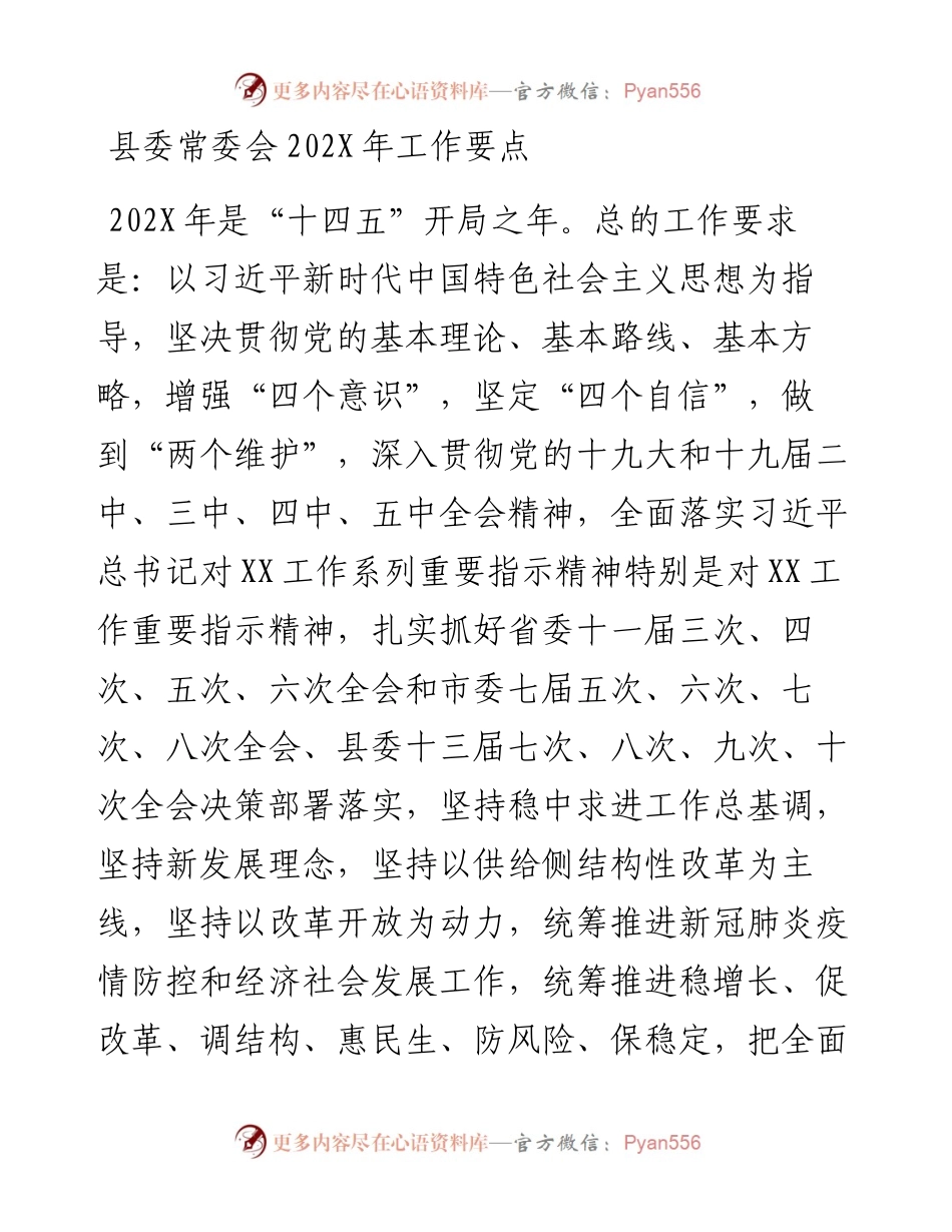 县委常委会202X年工作要点.docx_第1页