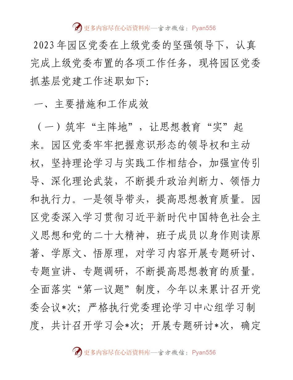 园区党建工作述职报告.docx_第1页