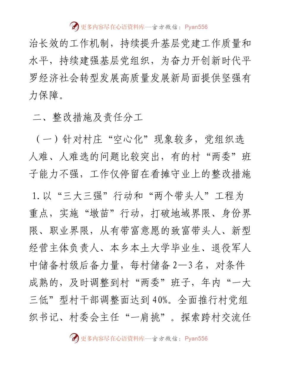 县落实全市党组织书记抓基层党建述职点评问题整改方案.docx_第2页