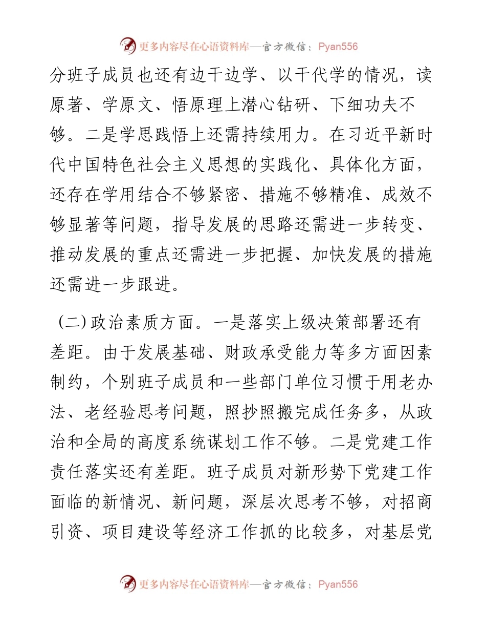县政府党组2023年度主题教育民主生活会对照检查材料.docx_第2页