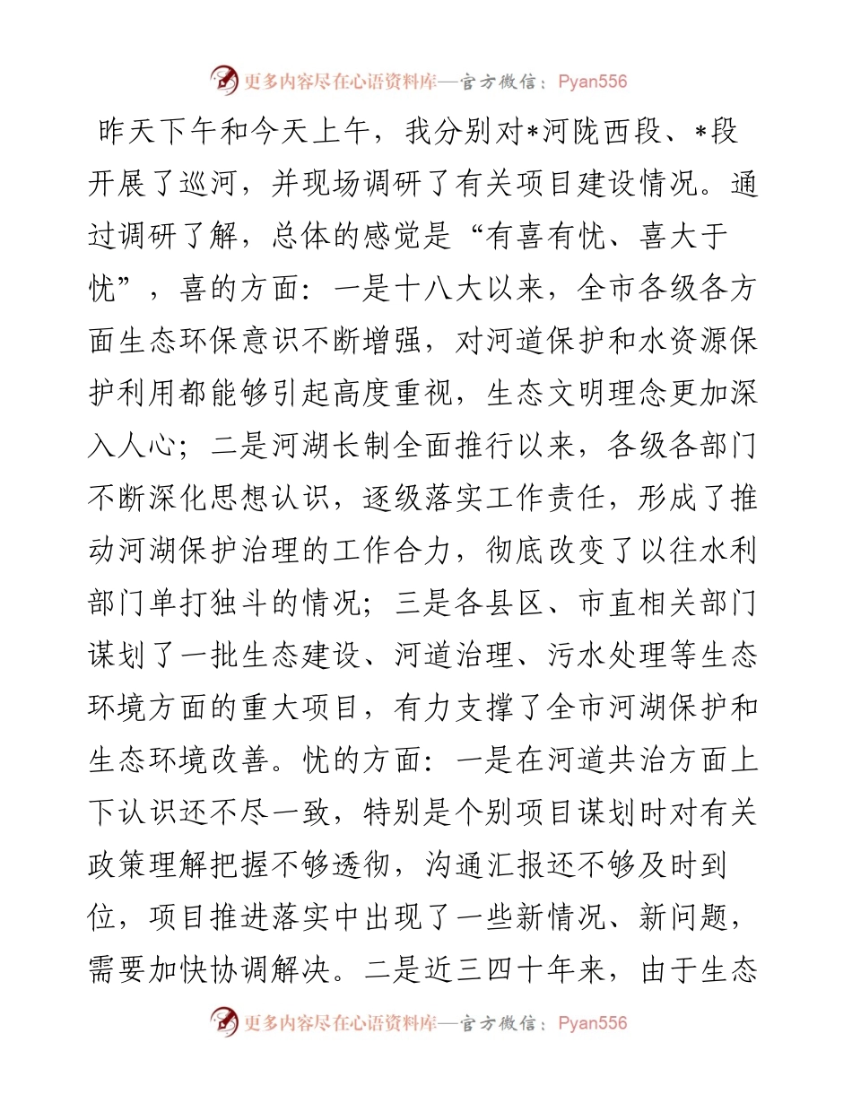 在全市市级河长会议上的讲话.docx_第1页