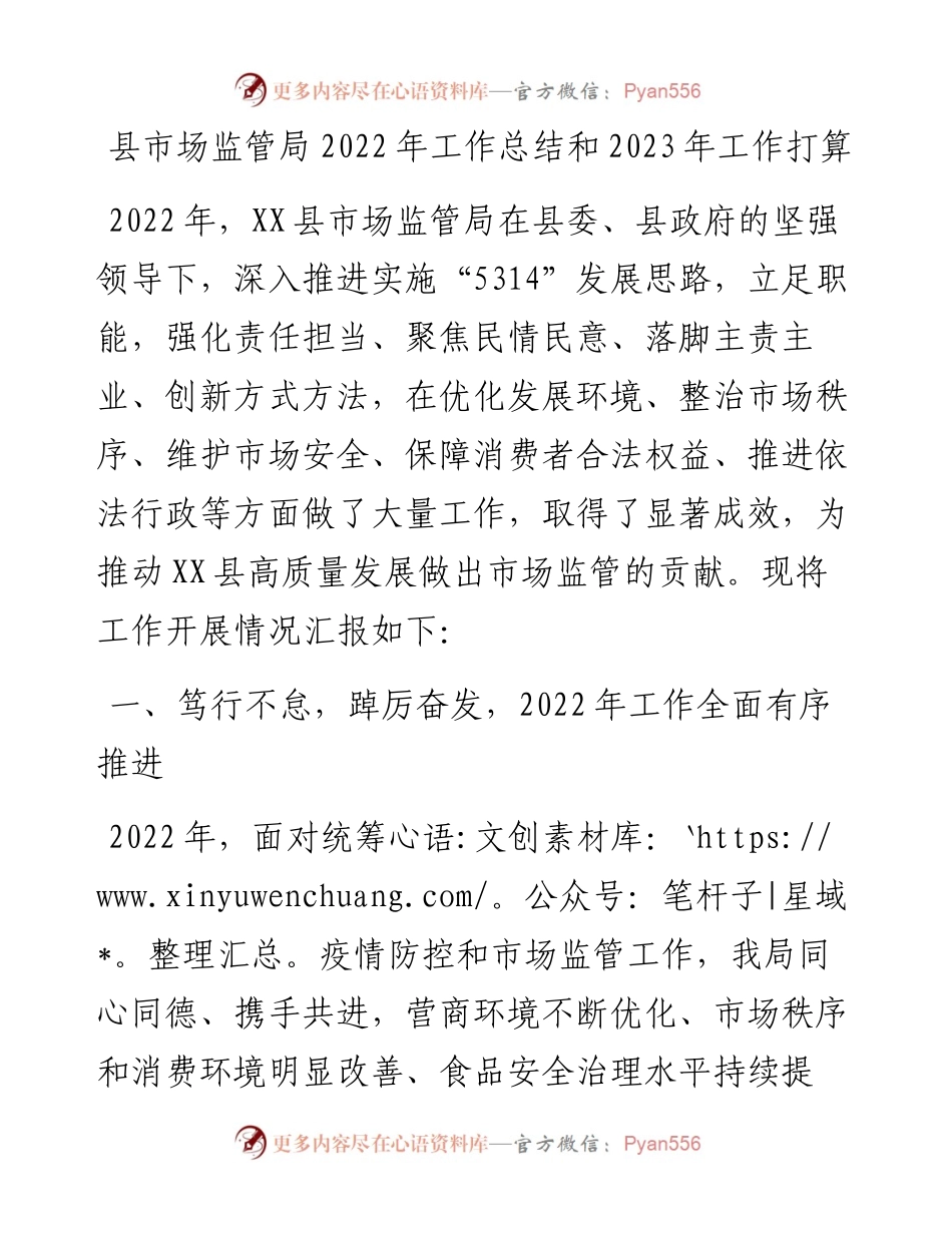 县市场监管局工作总结和2023年工作打算 (2).docx_第1页