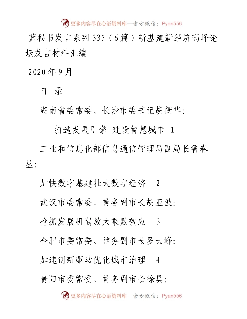 发言系列335（6篇）新基建新经济高峰论坛发言材料汇编.docx_第1页