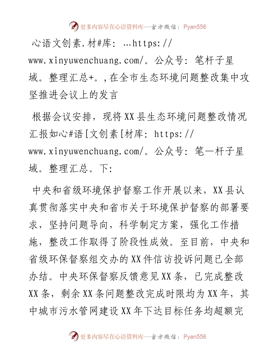 在全市生态环境问题整改集中攻坚推进会议上的发言.docx_第1页