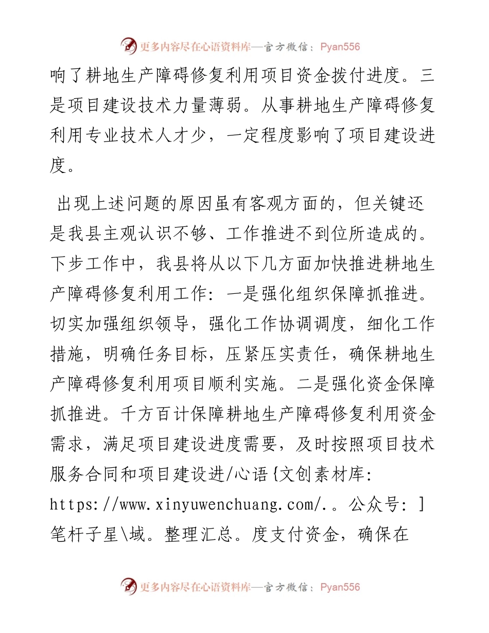 县耕地生产障碍修复利用项目推进情况表态发言材料.docx_第2页