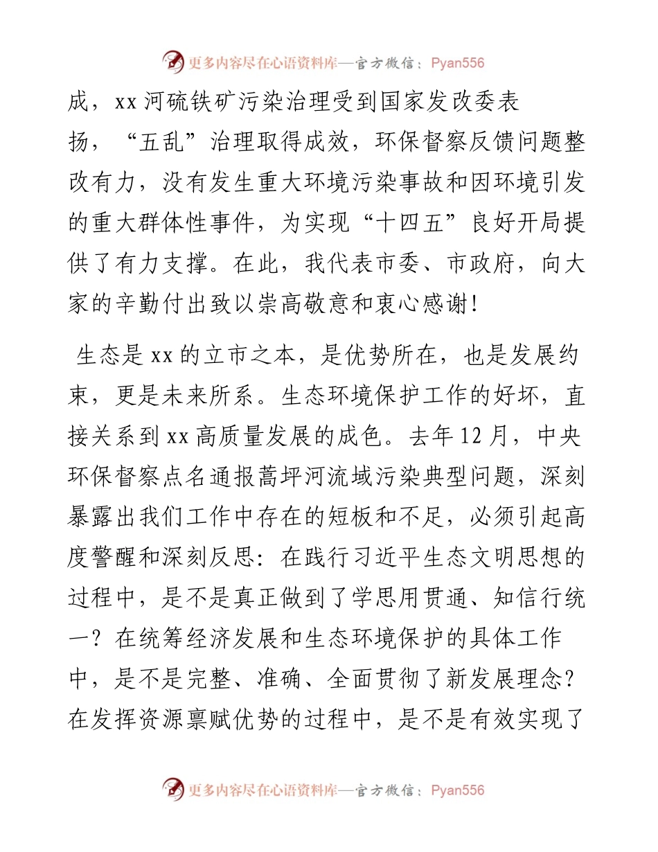 在全市生态环境保护工作会议上的讲话.docx_第2页