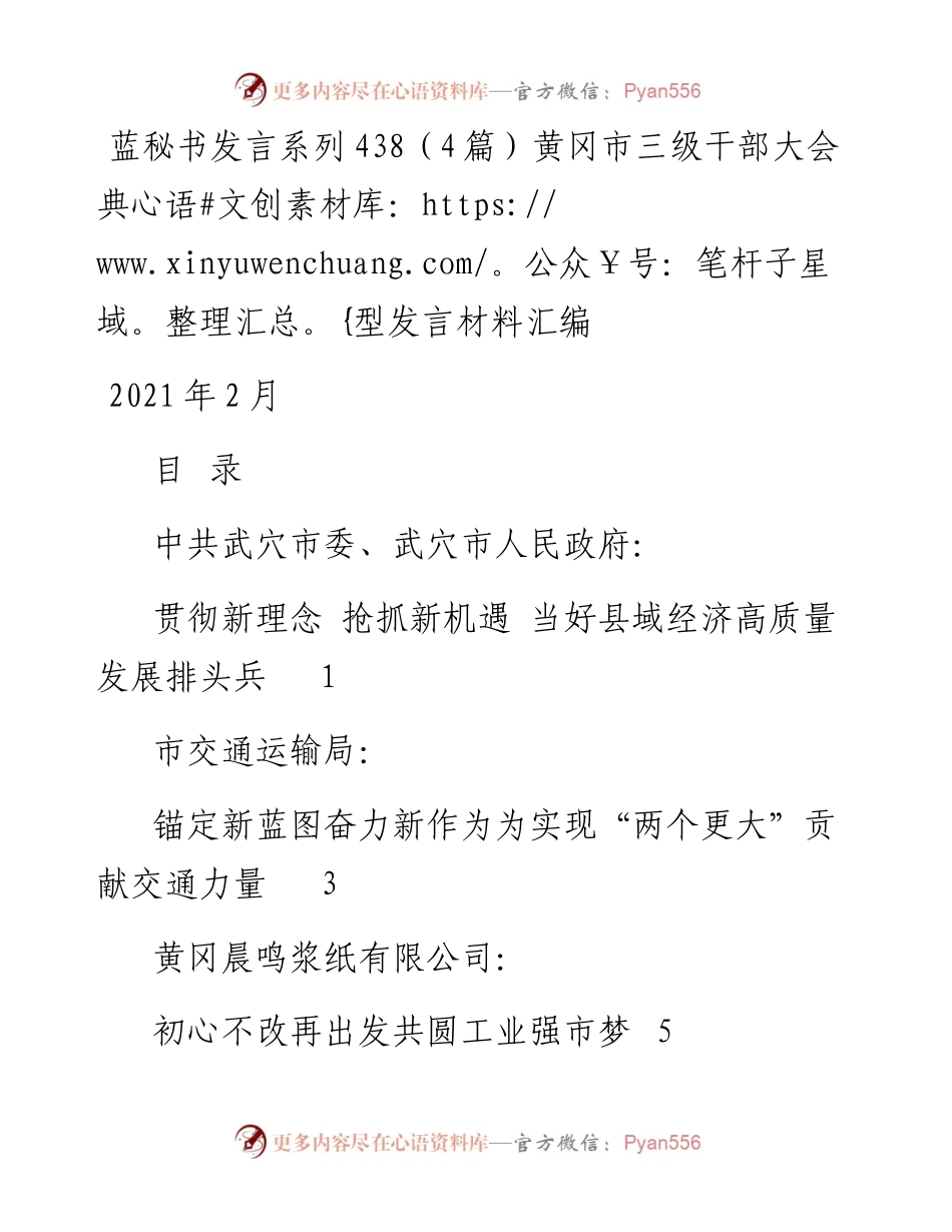 发言系列438（4篇）黄冈市三级干部大会典型发言材料汇编.docx_第1页