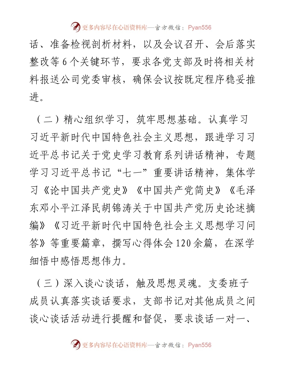 国企党委关于党史学习教育专题组织生活会召开情况的报告.docx_第2页