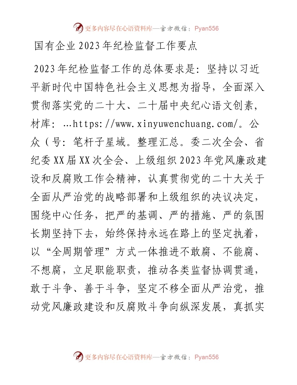 国有企业2023年纪检监督工作要点.docx_第1页