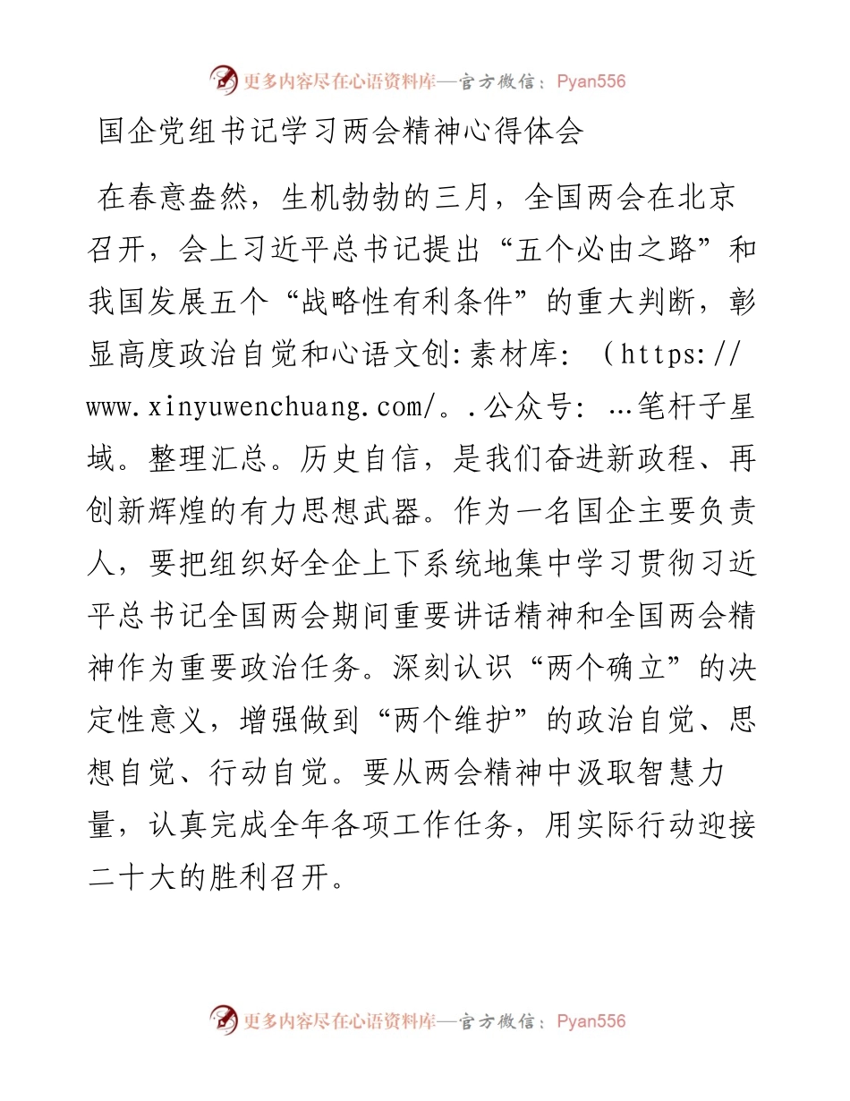 国企党组书记学习两会精神心得体会.docx_第1页