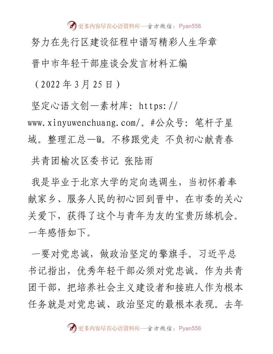 发言系列706（4篇）晋中市年轻干部座谈会发言材料汇编.docx_第2页