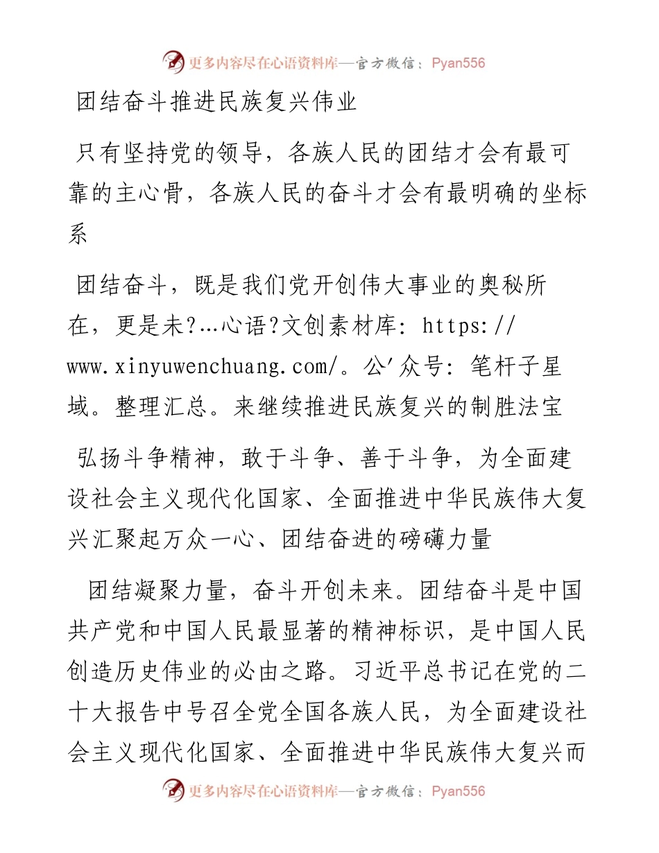 团结奋斗推进民族复兴伟业.docx_第1页