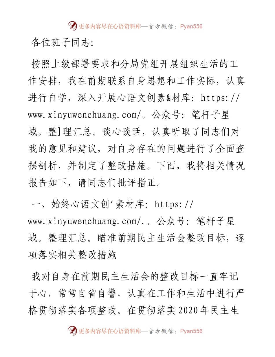 在X公安分局党组度民主生活会上的发言.docx_第1页