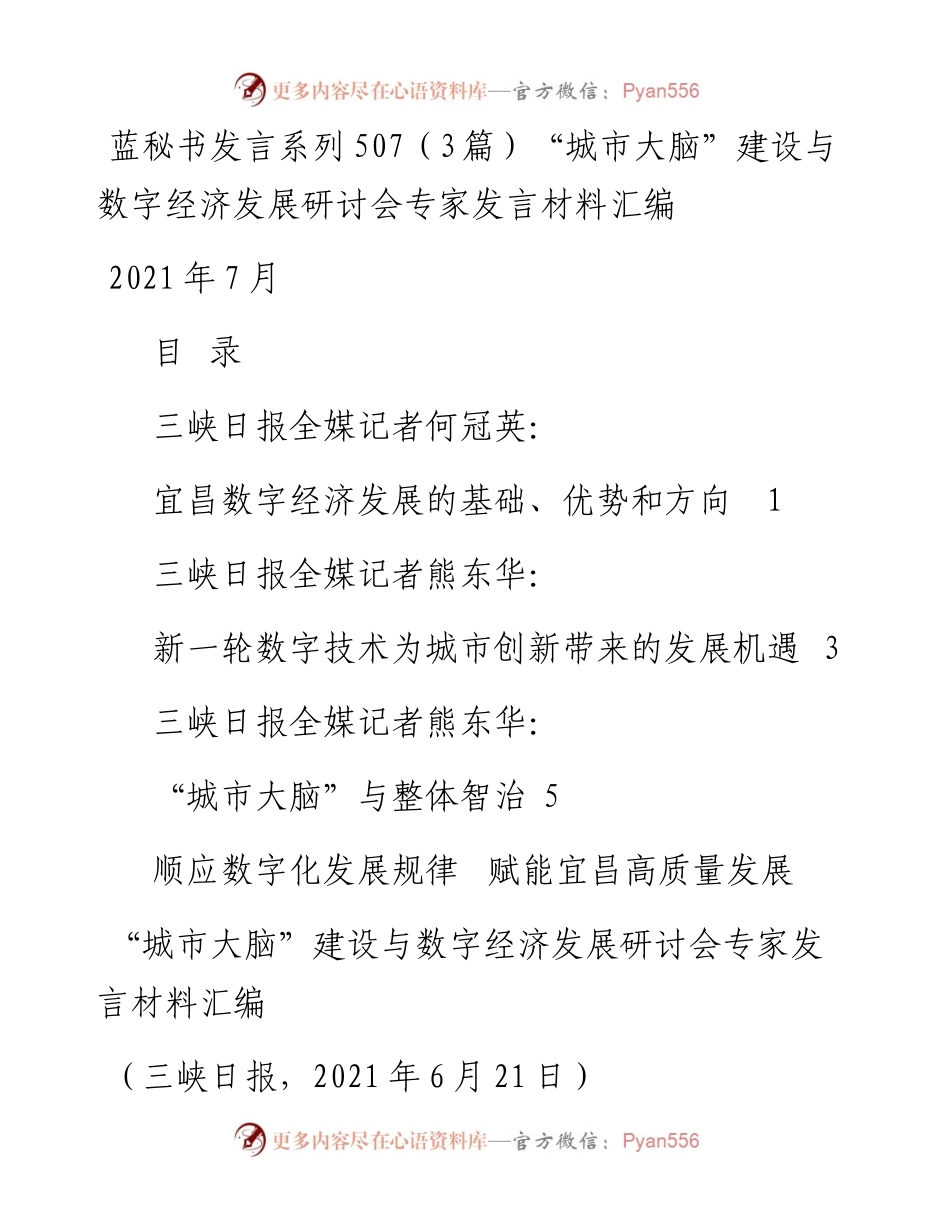 发言系列507（3篇）“城市大脑”建设与数字经济发展研讨会专家发言材料汇编.docx_第1页