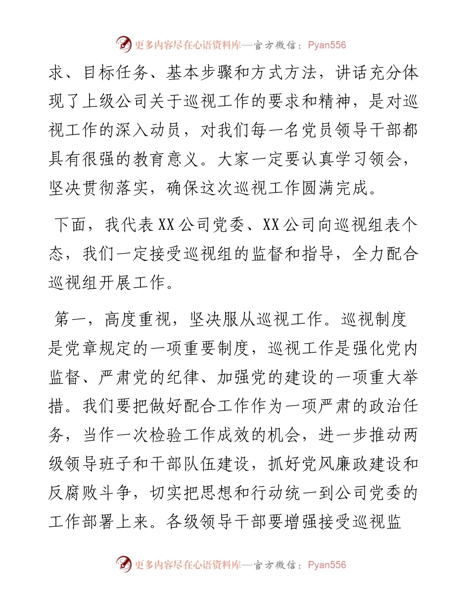 国企书记在上级巡视组巡视动员会上的讲话.docx_第2页