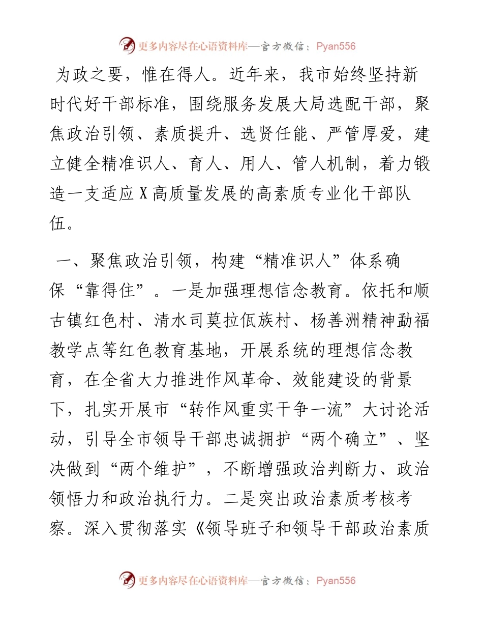 在全市干部队伍专业化建设推进会议上的交流发言.docx_第1页