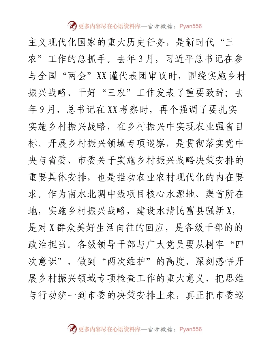 在乡村振兴领域专项巡察动员会上的声明发言.docx_第2页