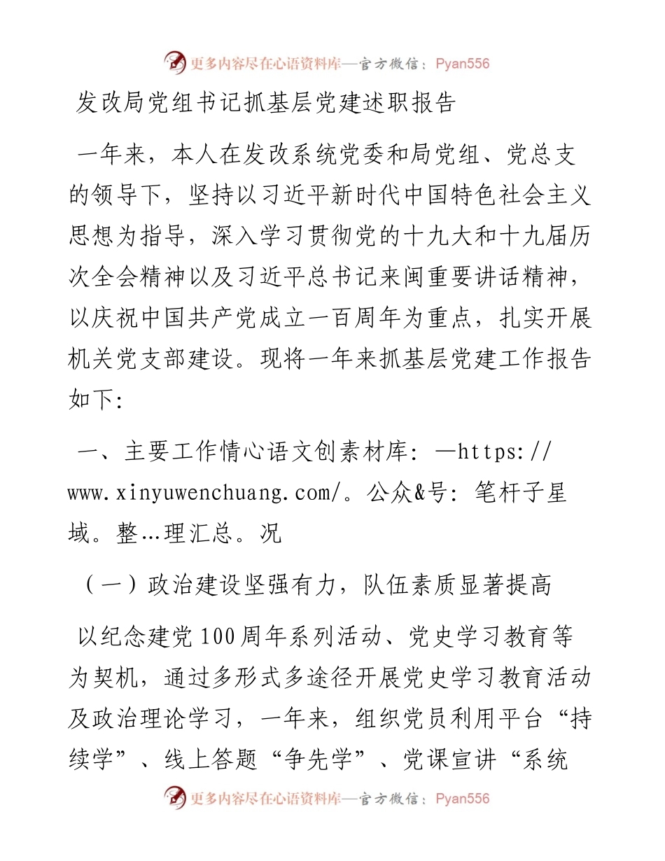 发改局党组书记抓基层党建述职报告.docx_第1页