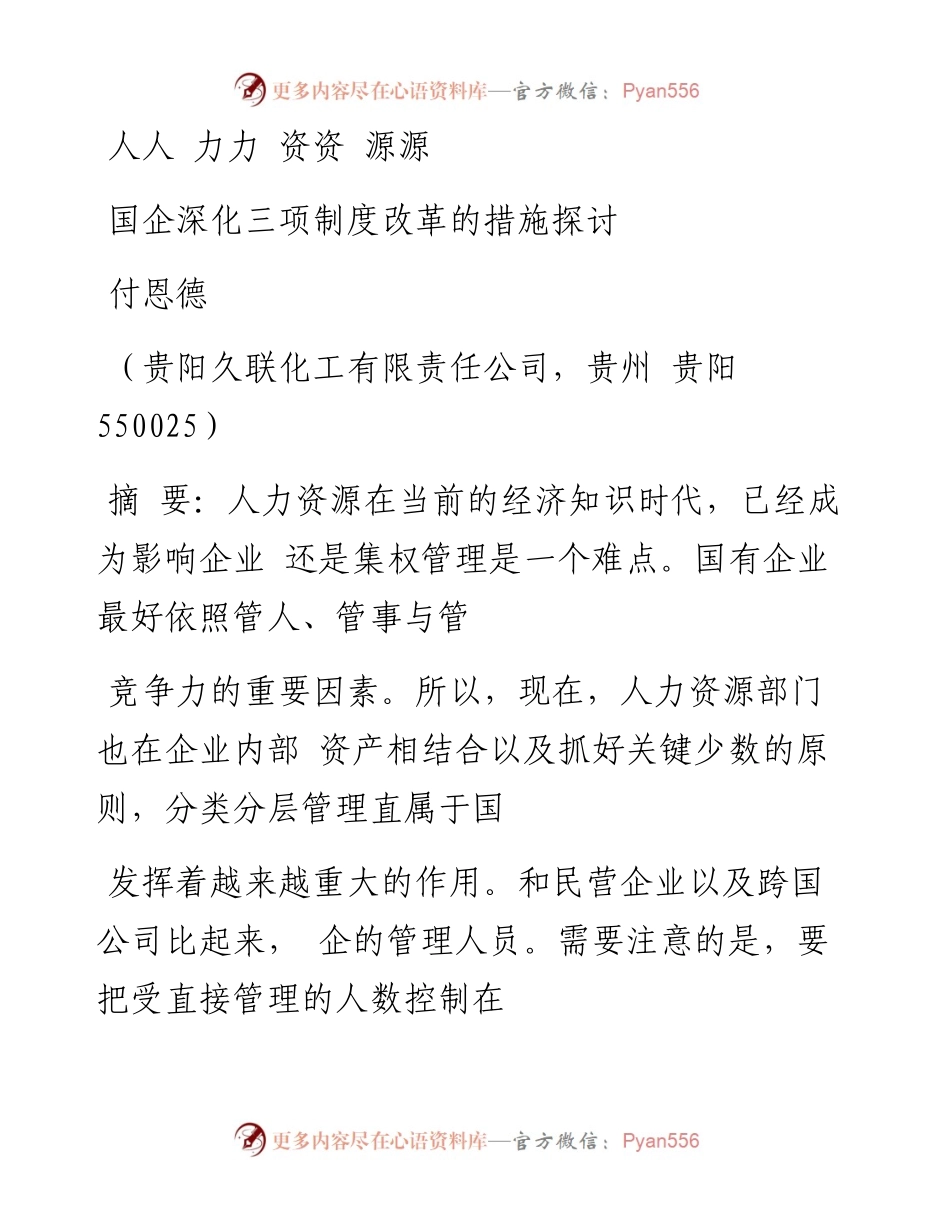 国企深化三项制度改革的措施探讨_付恩德.docx_第1页