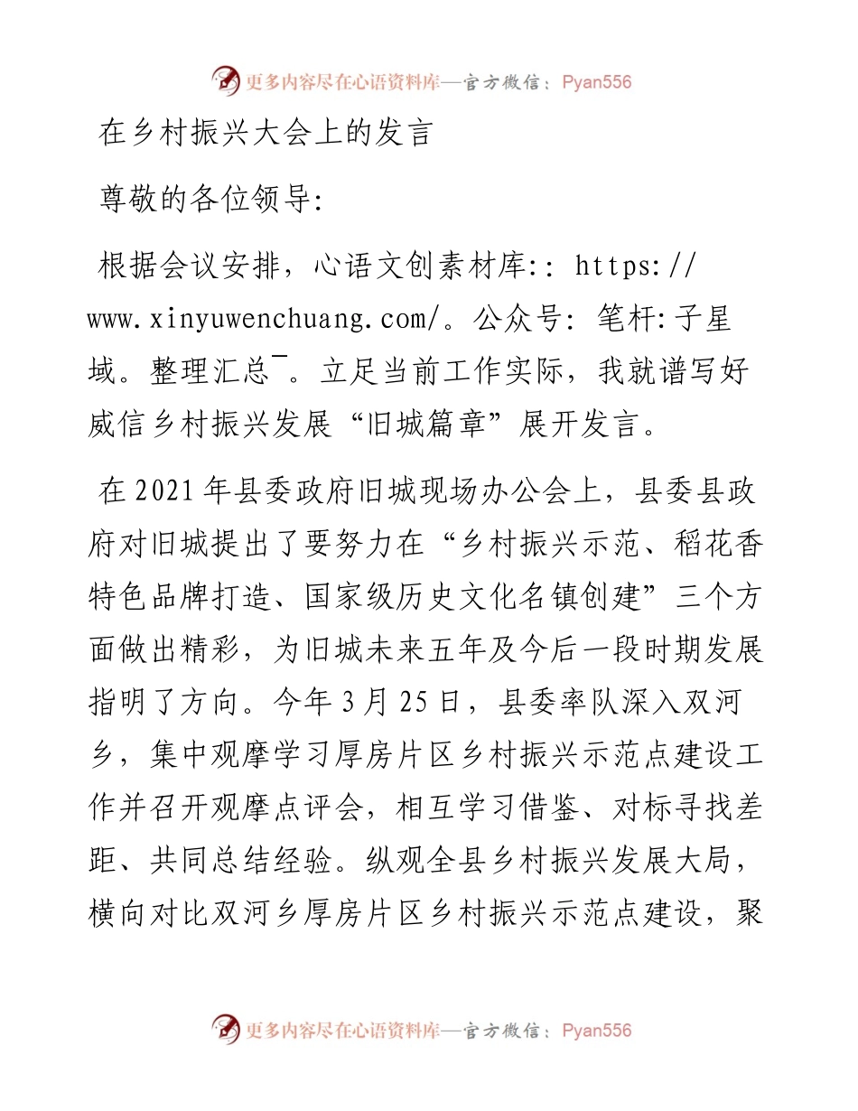 在乡村振兴大会上的发言.docx_第1页