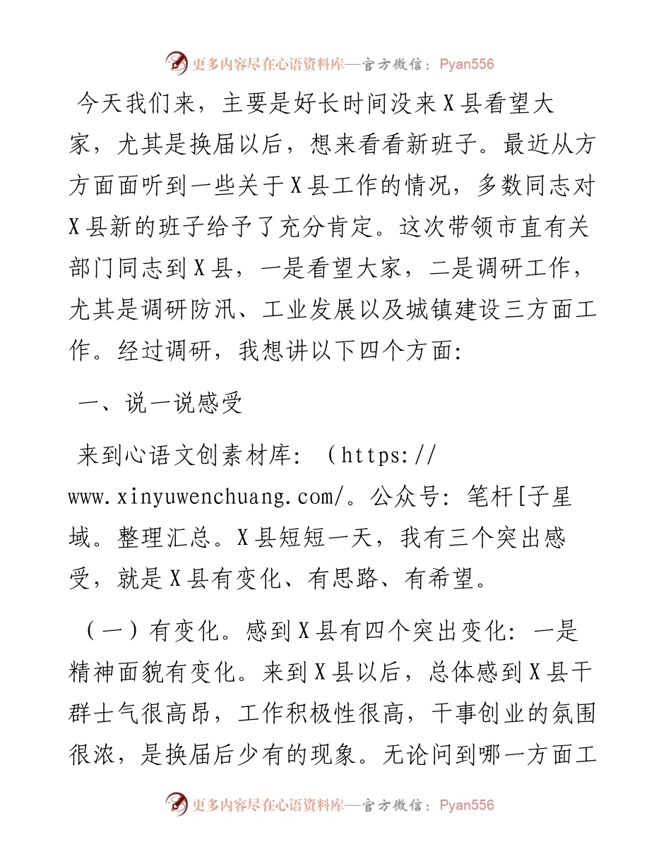 在X县调研座谈会上的讲话.docx_第1页