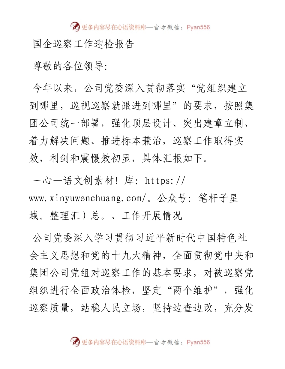 国企巡察工作迎检报告.docx_第1页
