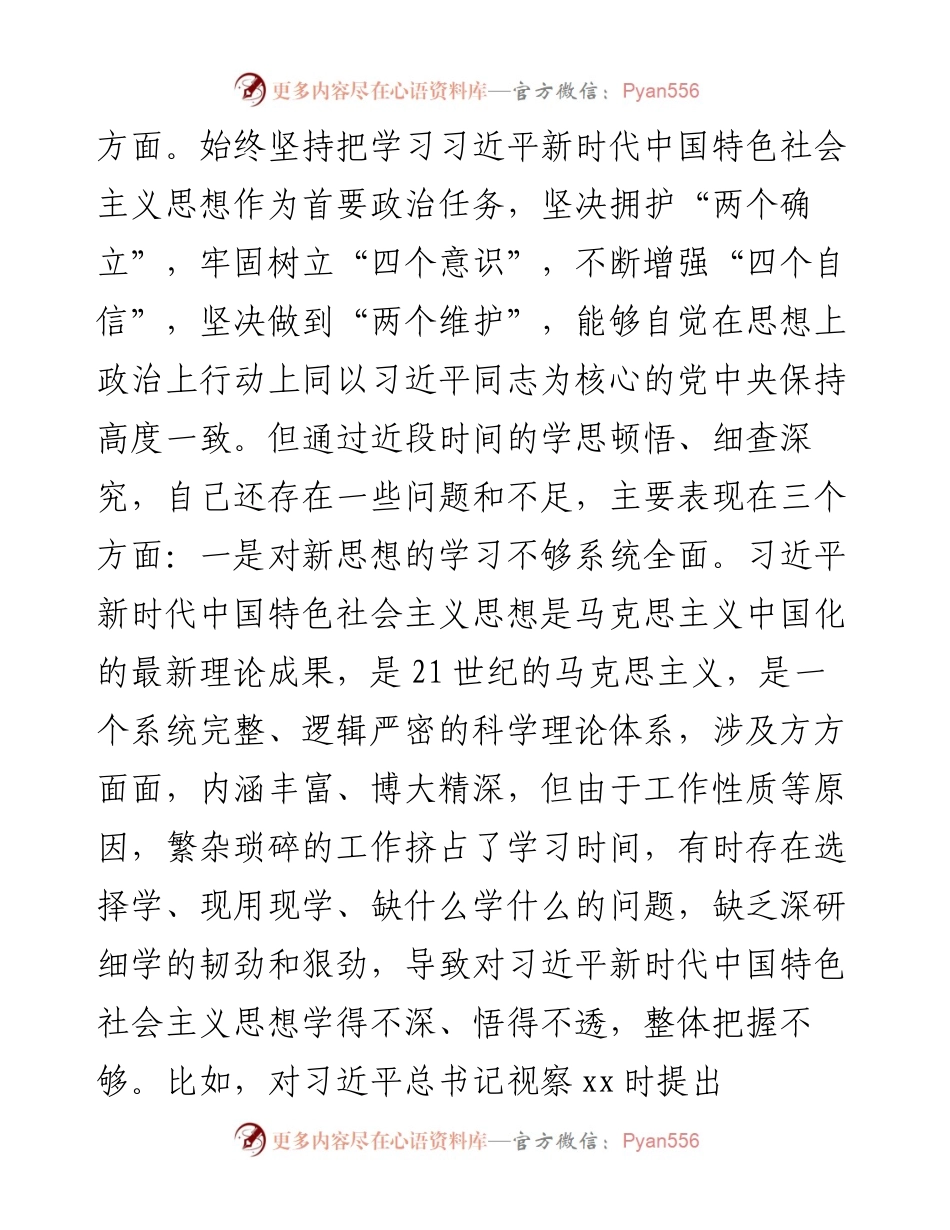 县长党史学习教育专题民主生活会“五个带头”个人对照检查材料.docx_第2页