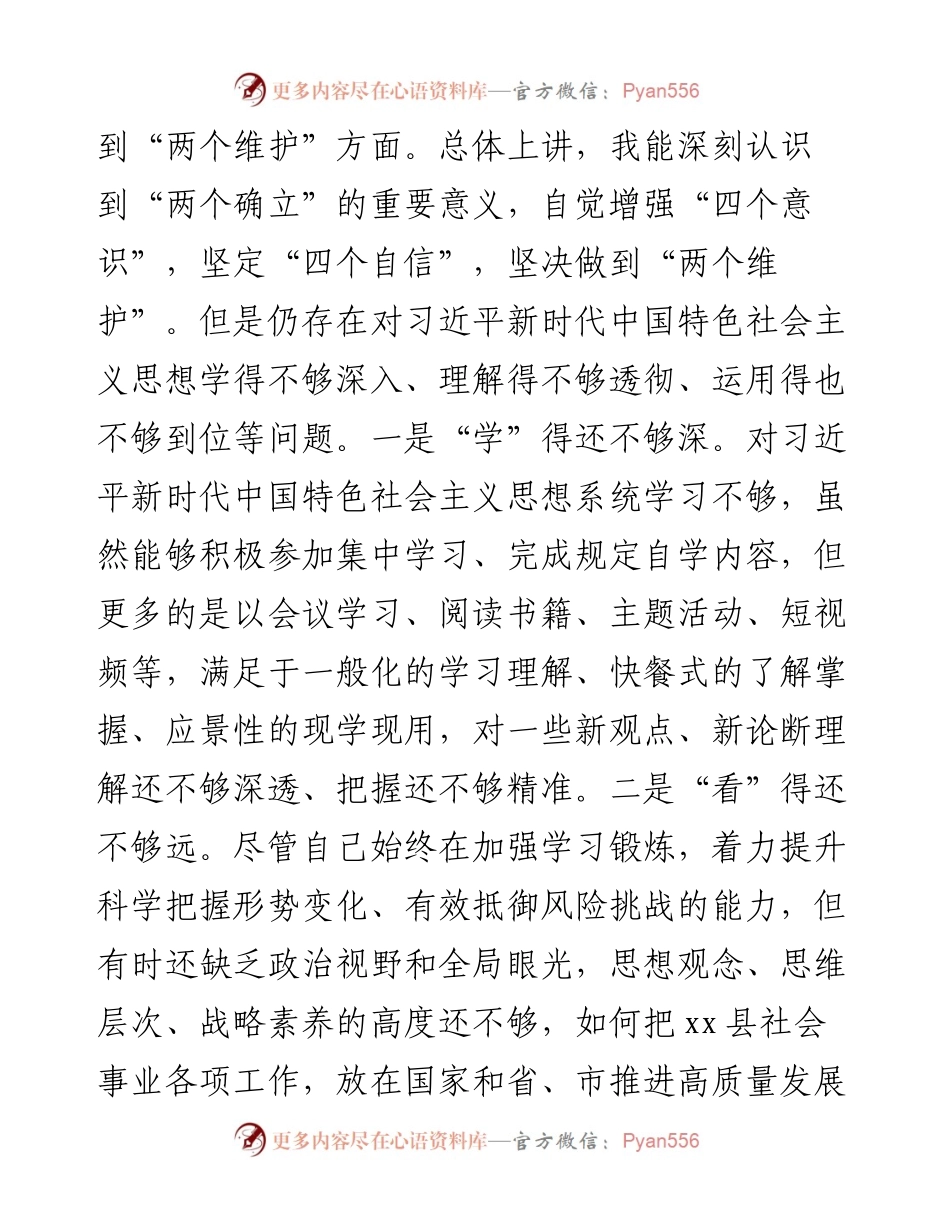县委副书记、县长度民主生活会对照检查材料.docx_第2页