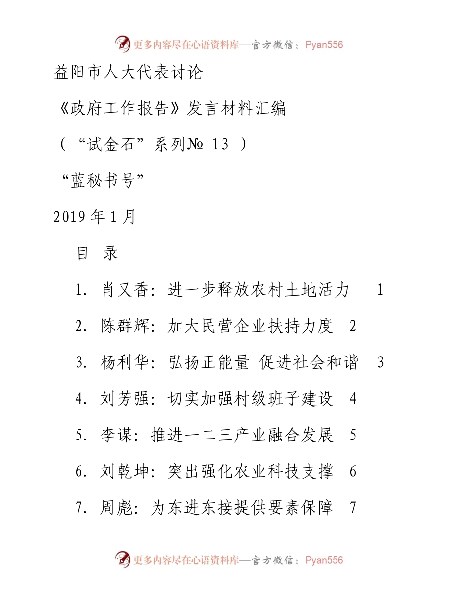 发言系列13（16篇）益阳市人大代表讨论《政府工作报告》发言材料汇编.docx_第1页