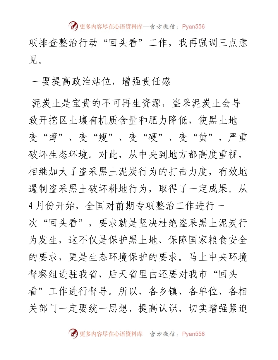 在全市严厉打击盗采黑土泥炭行为专项排查整治行动“回头看”工作会议上的讲话.docx_第2页