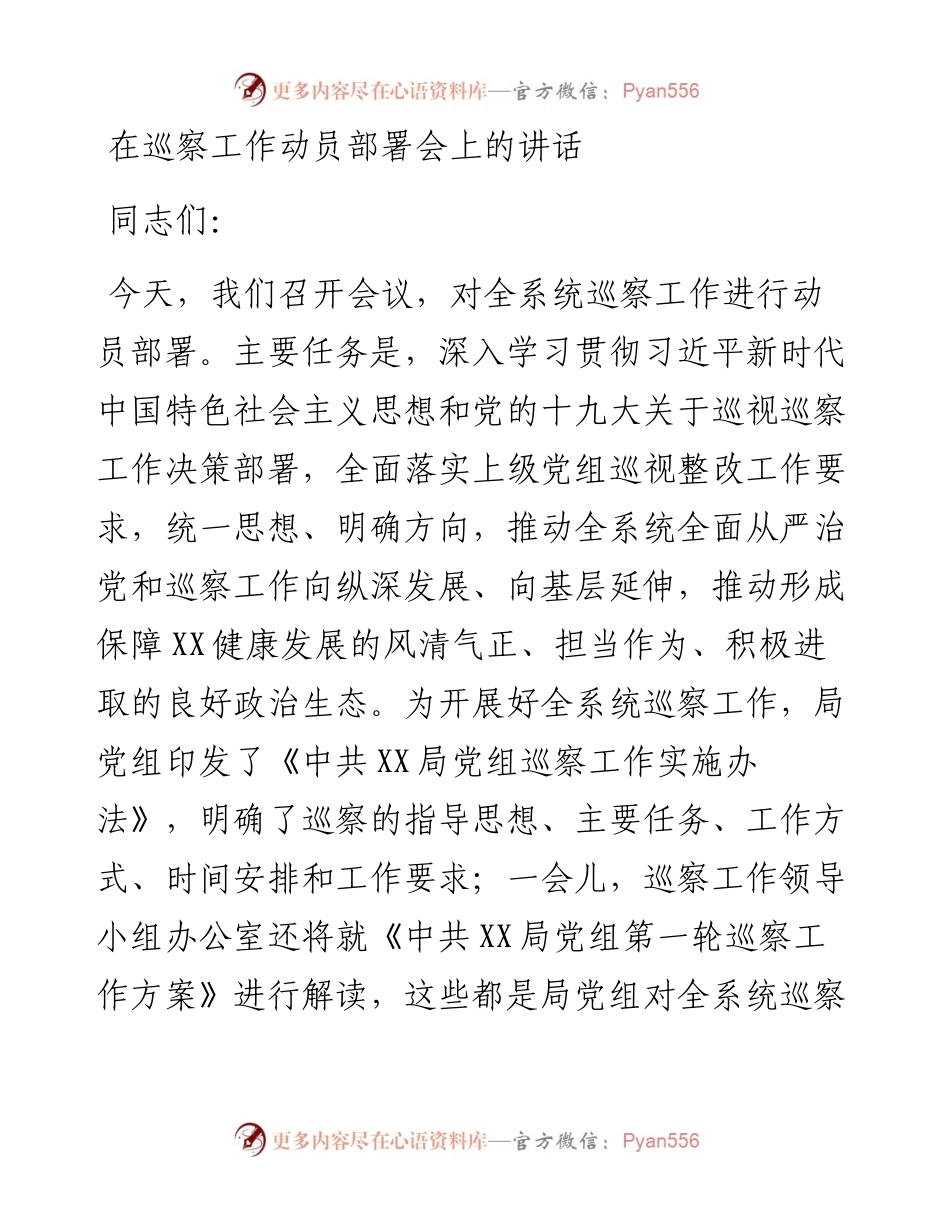 在巡察工作动员部署会上的讲话 (3).docx_第1页