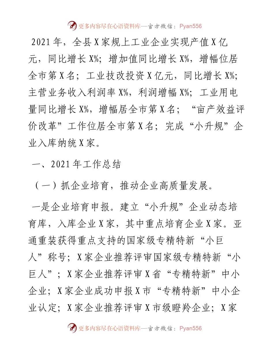 工业和信息化局工作总结和工作安排.docx_第1页