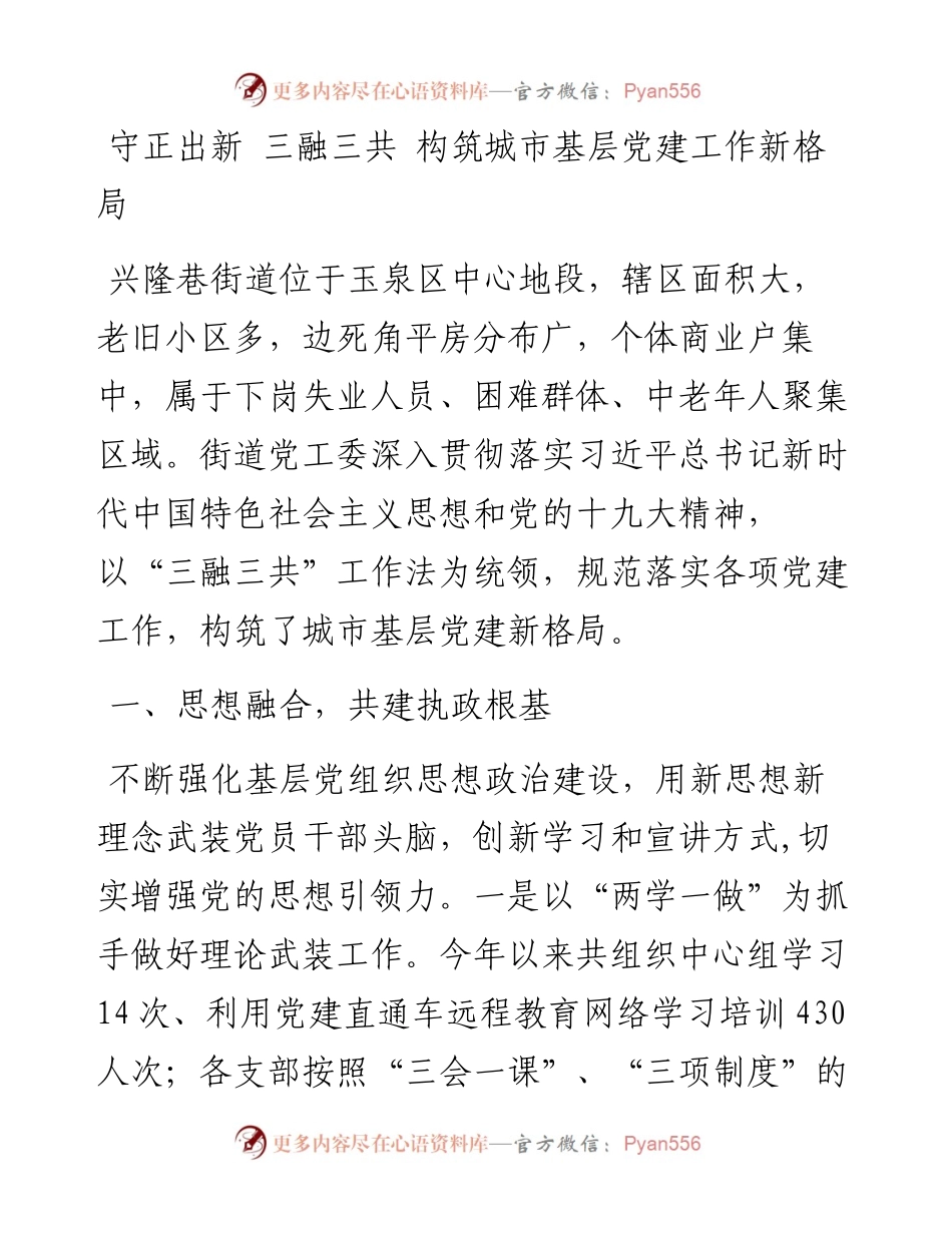 守正出新 三融三共 构筑城市基层党建工作新格局.docx_第1页