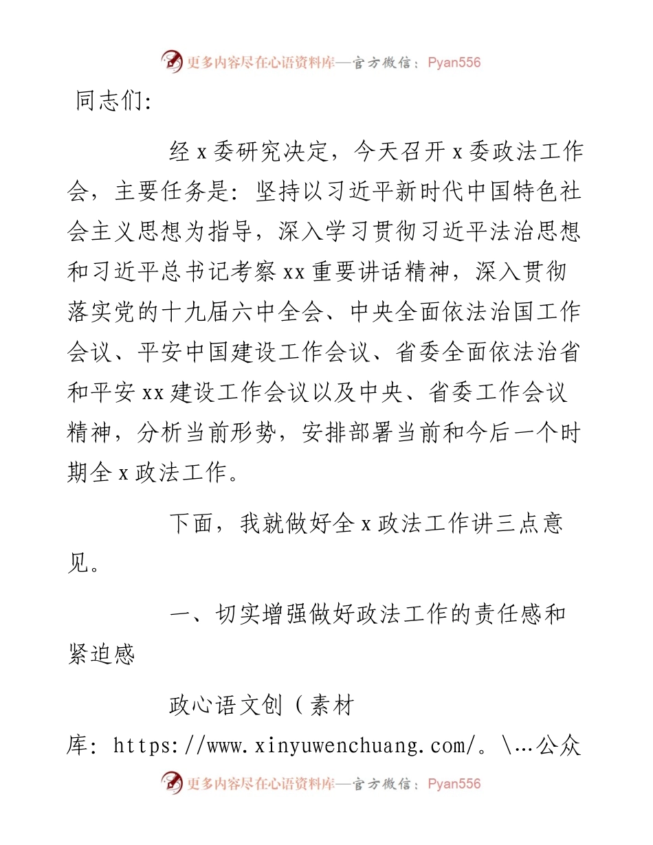 在政法工作会议上的讲话.docx_第1页